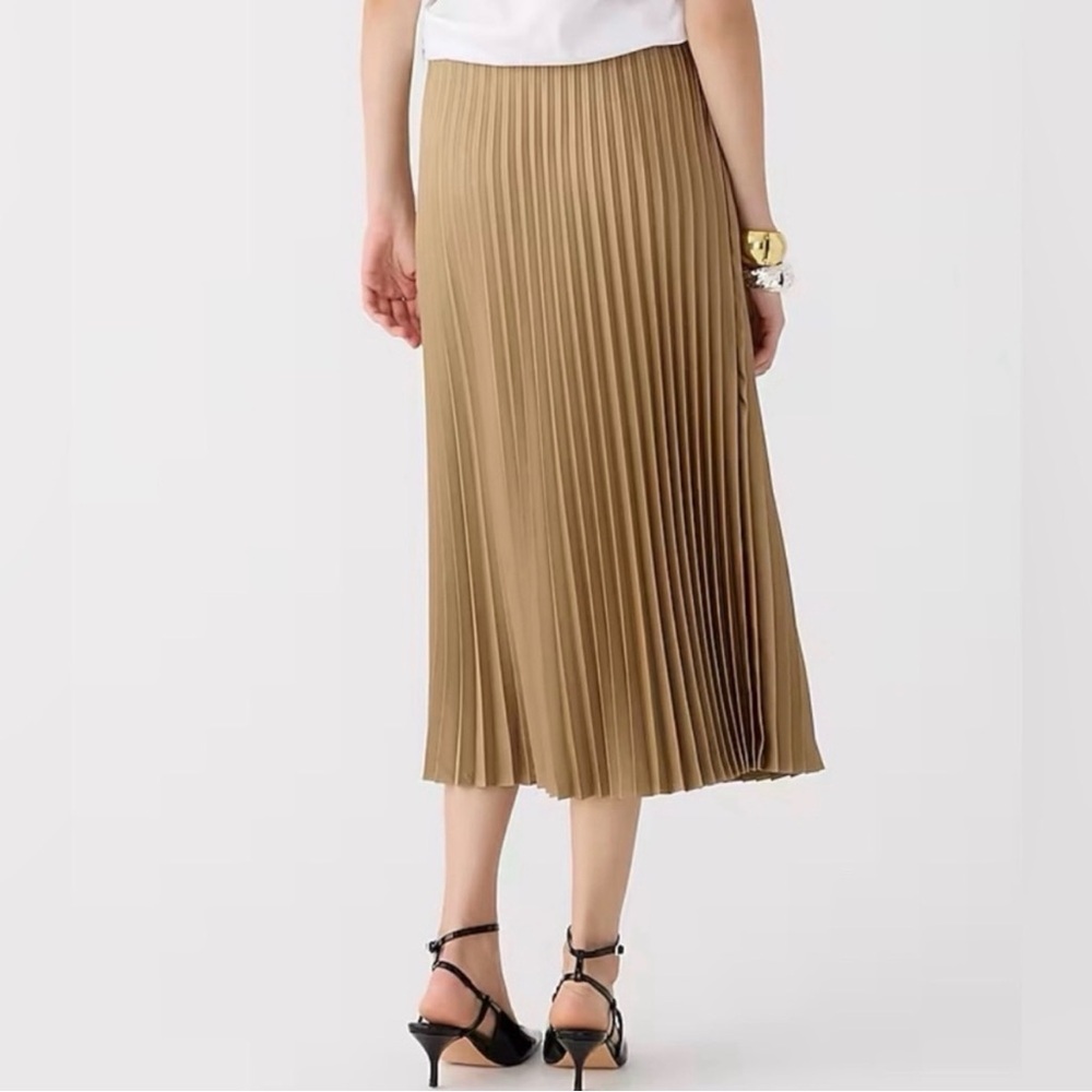 J. Crew Gwyneth Pleated Slip Skirt Small Midi Camel Tan Classic Timeless Preppy - Picture 3 of 13